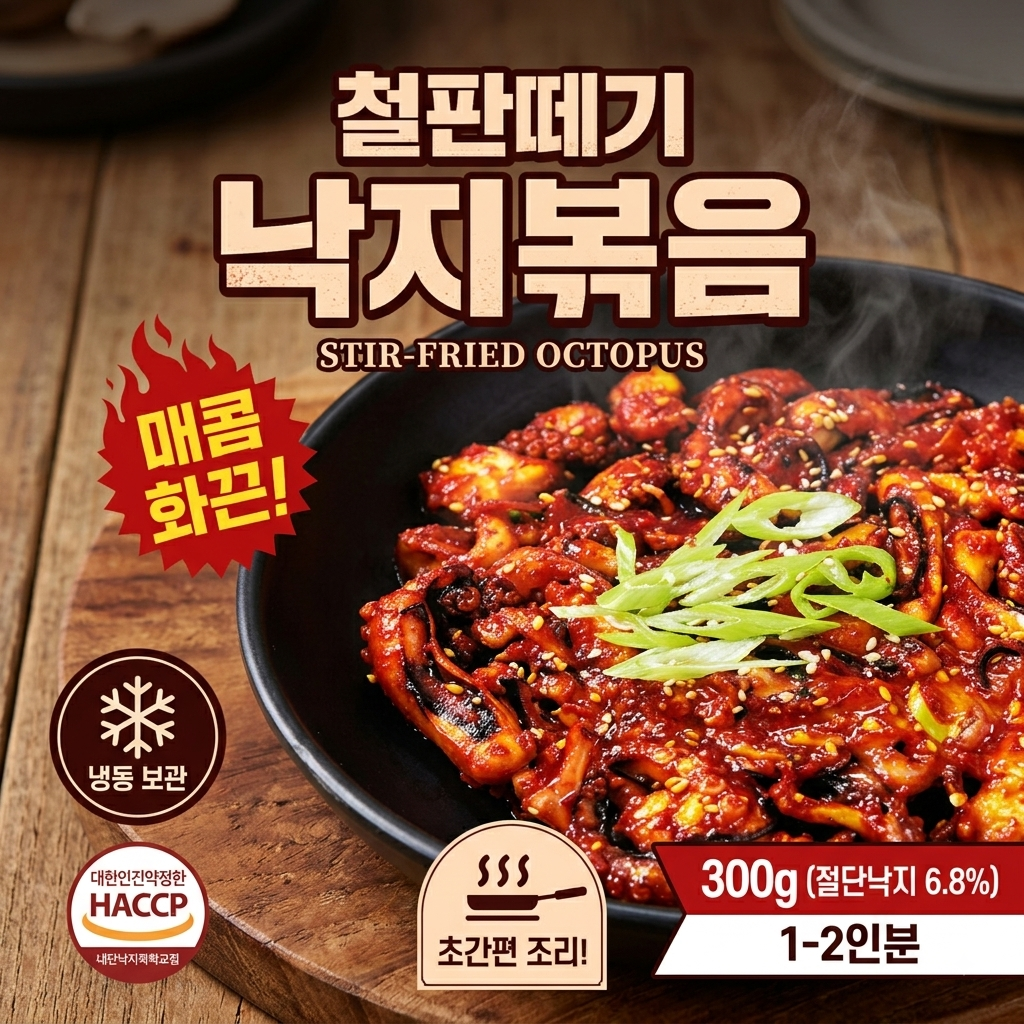 꾸버가 철판떼기 낙지 볶음 (냉동), 1개, 300g 제품 이미지